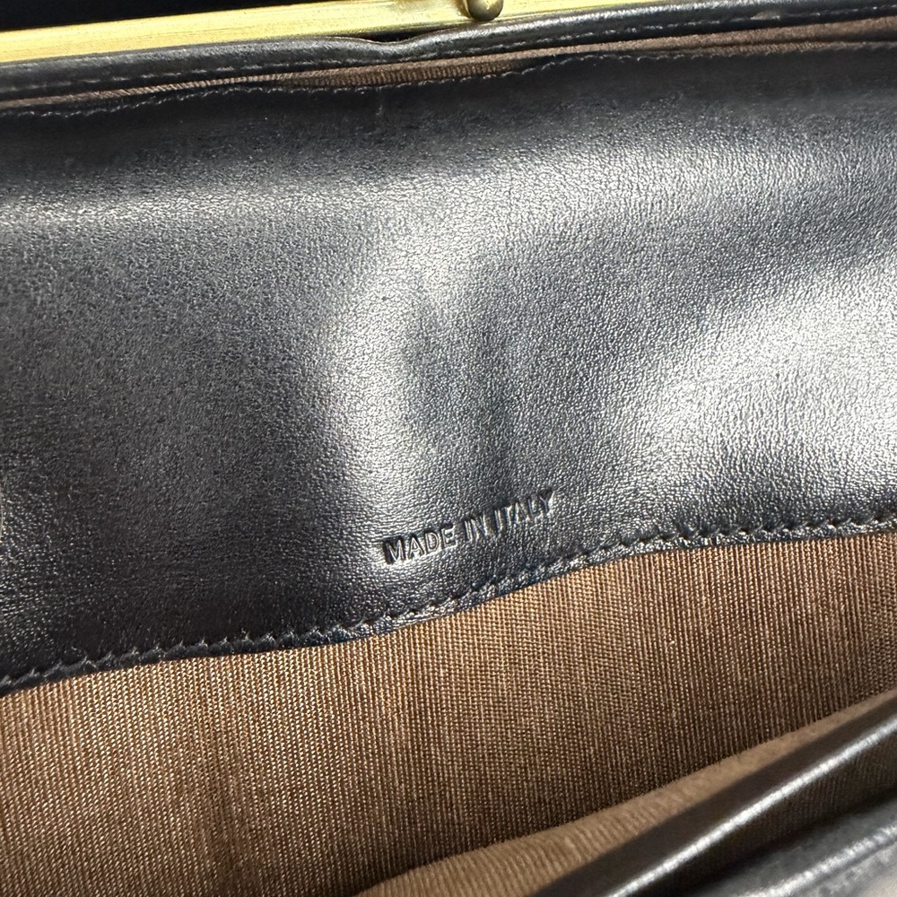 Vintage Coach Madison Black Leather Kiss Lock Clutch Wallet Made in Italy - Picture 9 of 16